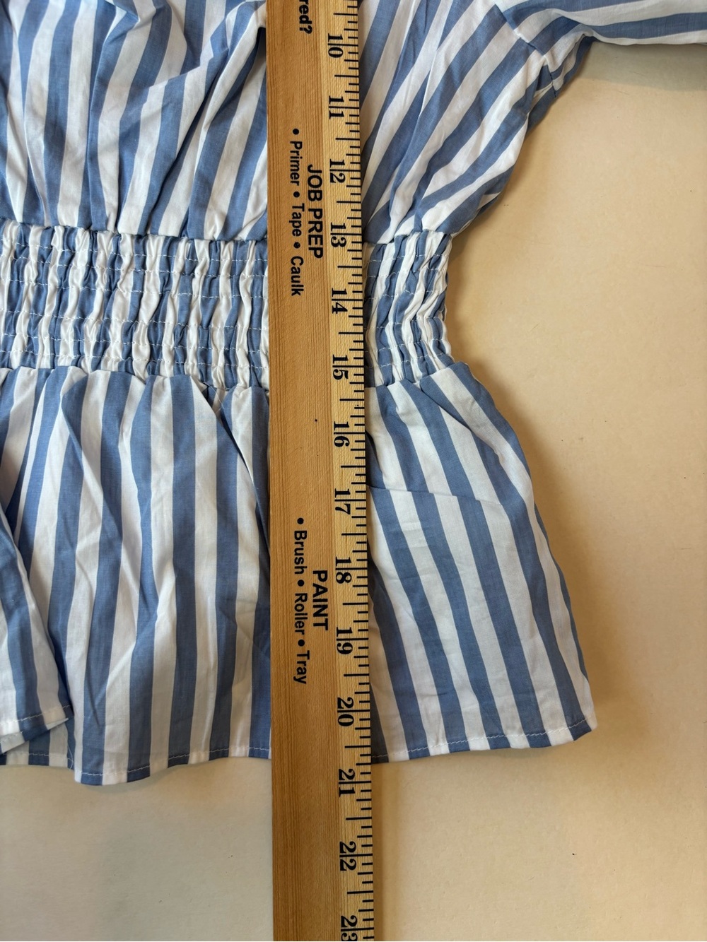 J.Crew NWT Blue White Striped Smocked Cotton Peplum Blouse Size Medium NEW - Picture 8 of 12